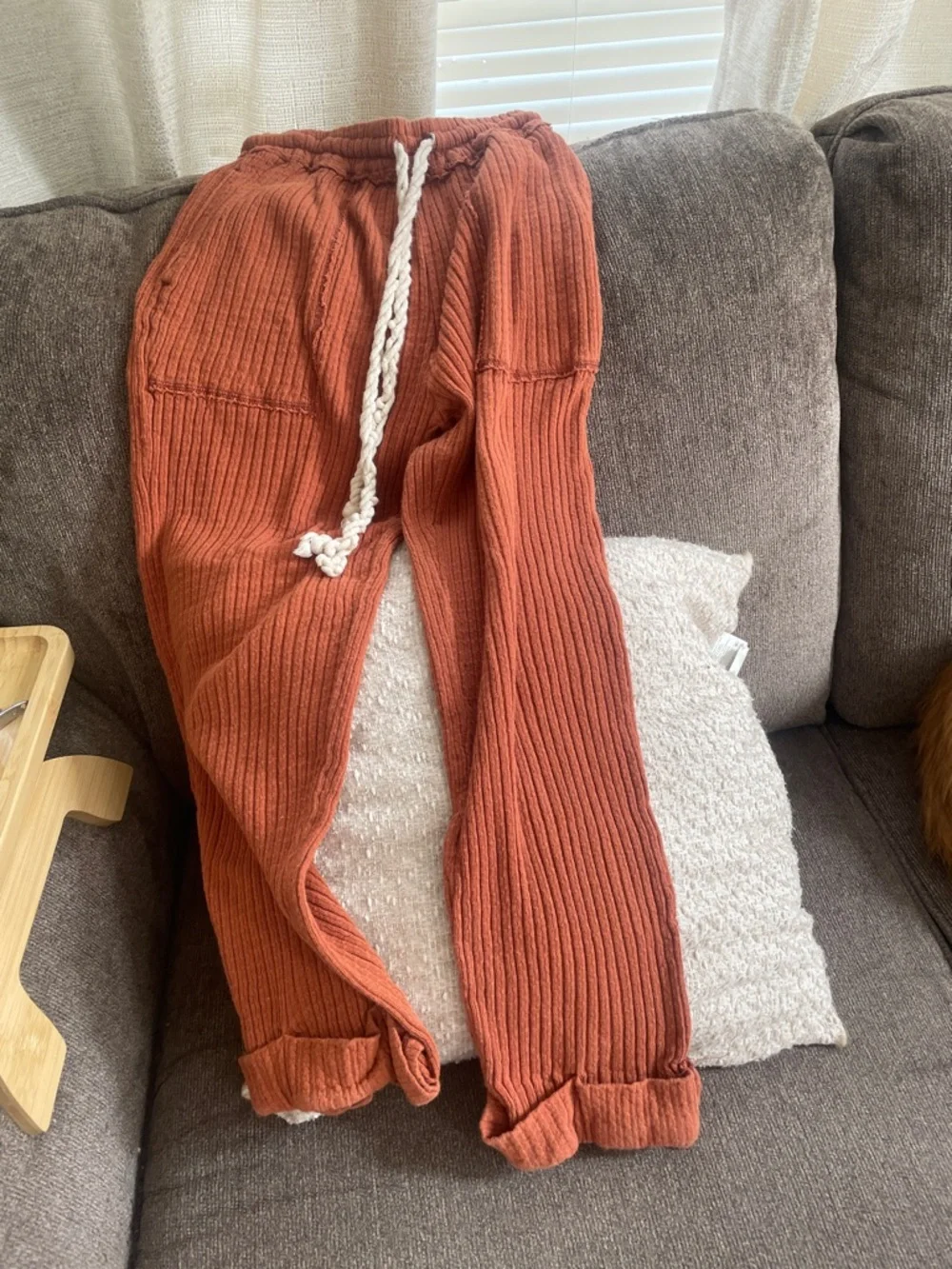 Free People Ribbed Lounge Pants — Rust - Picture 2 of 3